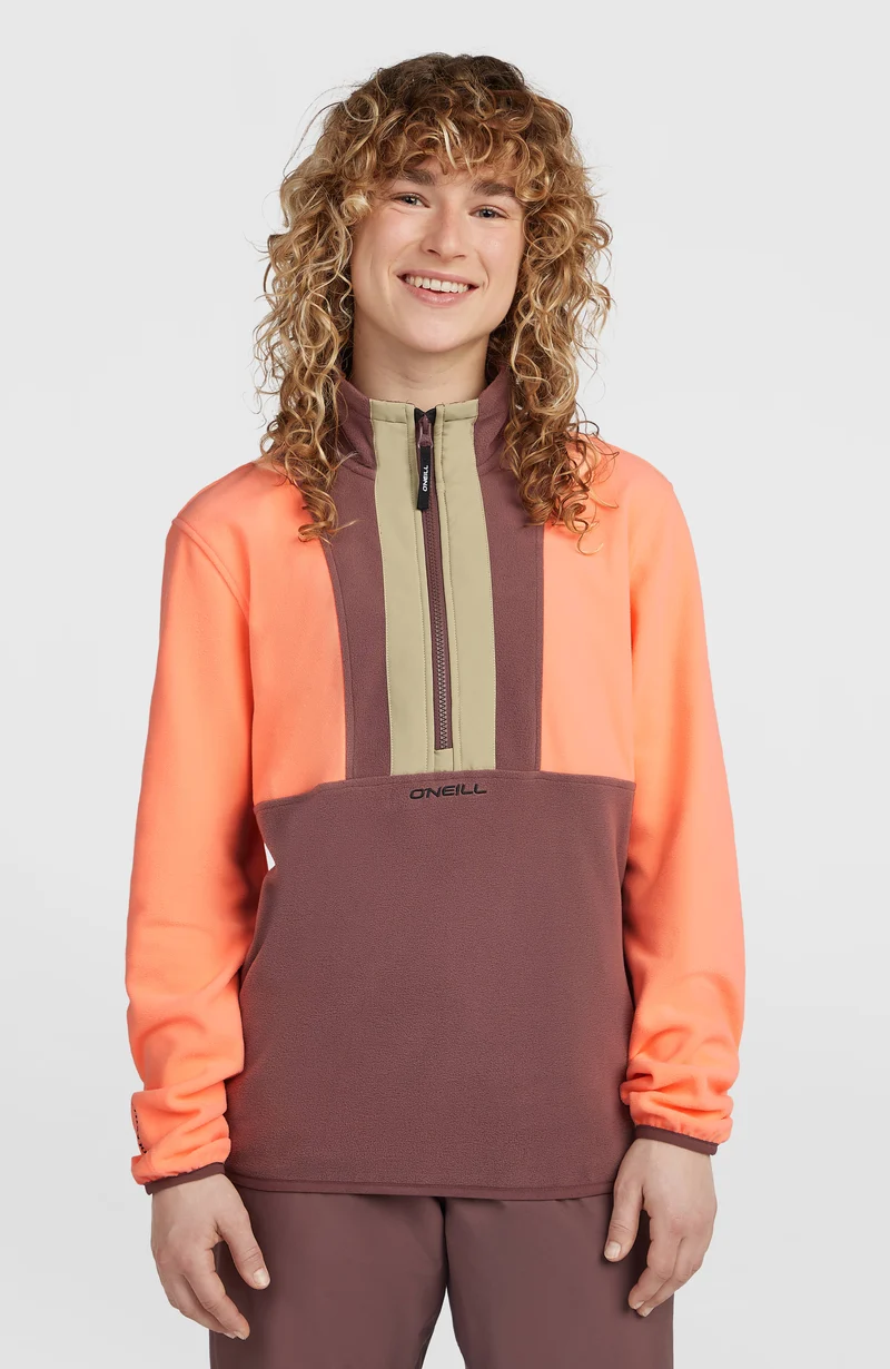 FWC'Cruz Triple Polartec® fleecetrui met halve rits | Funky Peach Colour Block