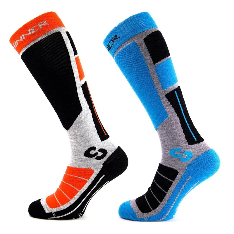 Pro Skisokken Oranje-Blauw 2-Pak