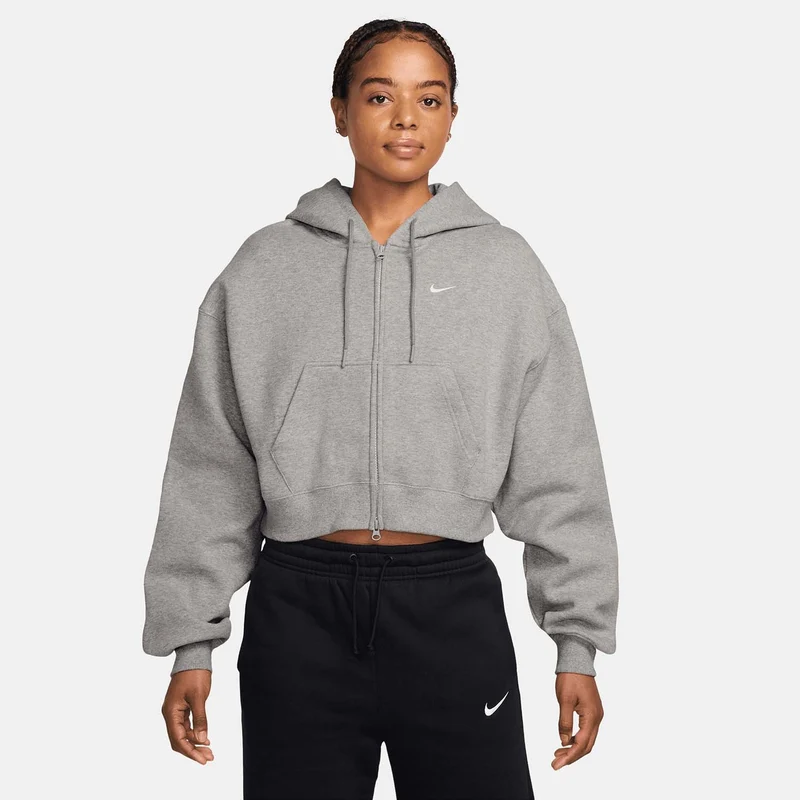 Studio Fleece Oversized Cropped Full-Zip Hoodie
