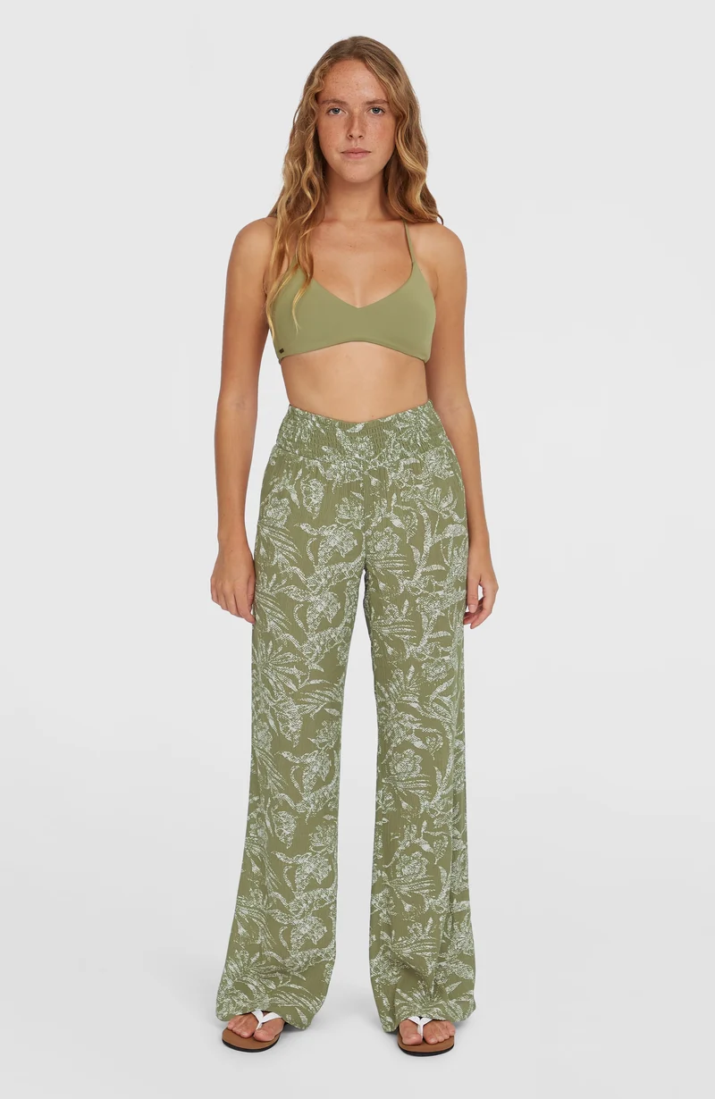 Johnny Smocked Waist broek | Green Textured Jungle