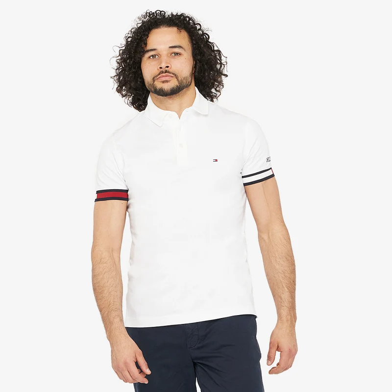 Tommy Hilfiger Flag Cuff Sleeve Logo Slim Fit Golf Polo Shirt