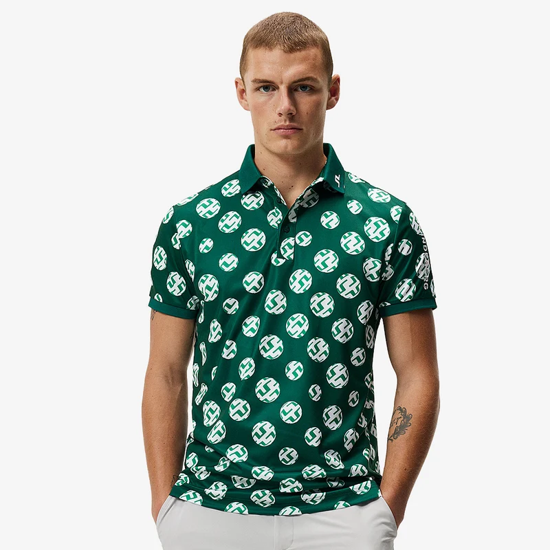 J.Lindeberg Tour Tech Reg Fit Print Golf Polo Shirt