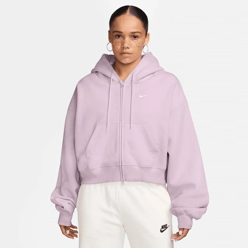 Studio Fleece Oversized Cropped Full-Zip Hoodie