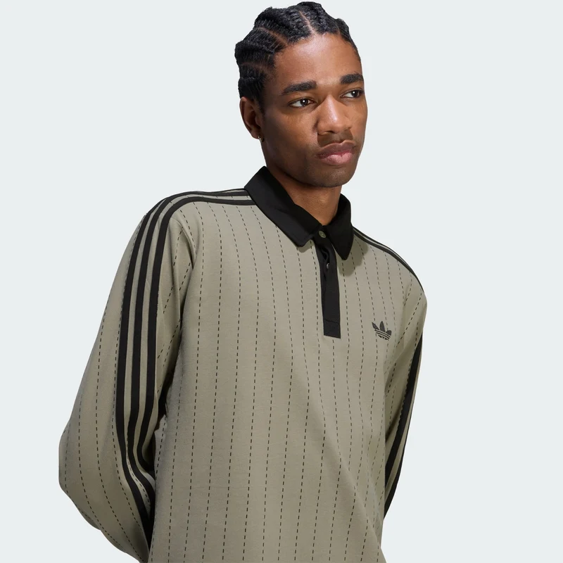 adidas Originals Men PINSTRIPES LONGSLEEVE POLO Shirt