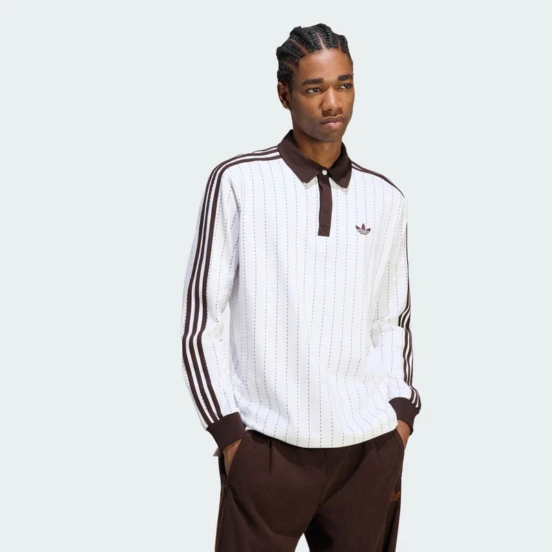 adidas Originals Men PINSTRIPES LONGSLEEVE POLO Shirt