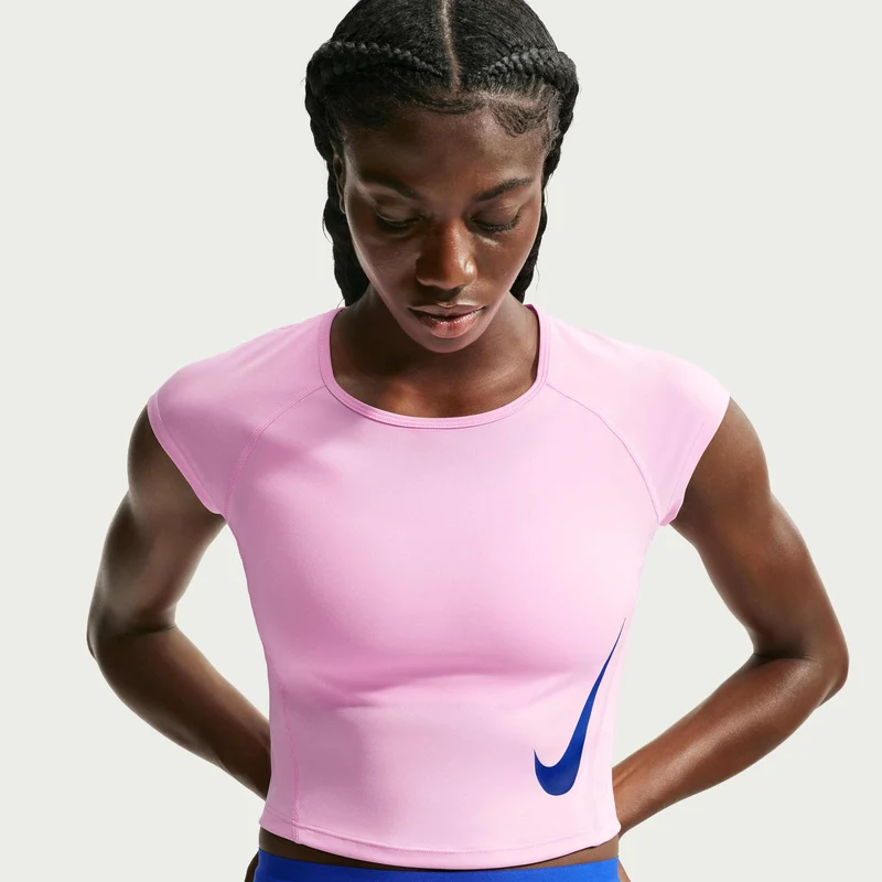 Nike Women'S Dri-Fit Cap-Sleeve Running Top Tempo Swoosh