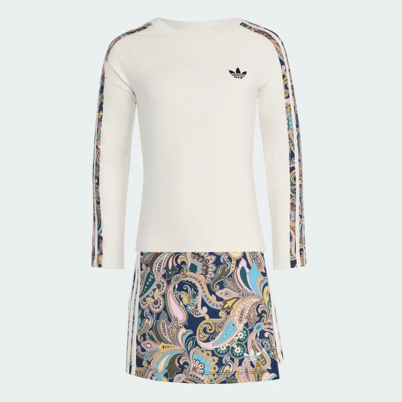 adidas Originals Kids adidas Liberty London Slim 3 Stripes Long Sleeve Top / Wrap Skort Set