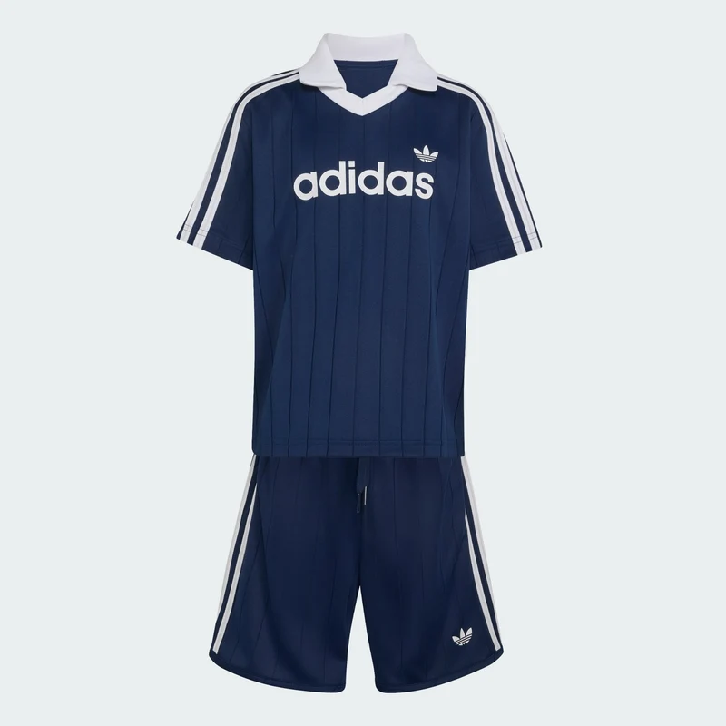 adidas Originals Kids LOOSE POLO PINSTRIPE SHORT TEE SET