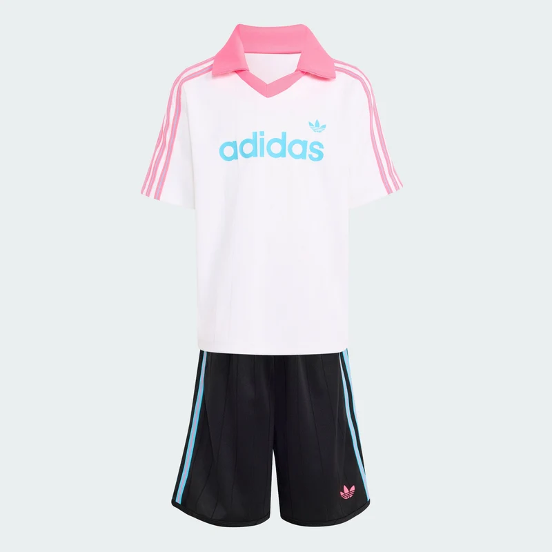 adidas Originals Kids LOOSE POLO PINSTRIPE SHORT TEE SET
