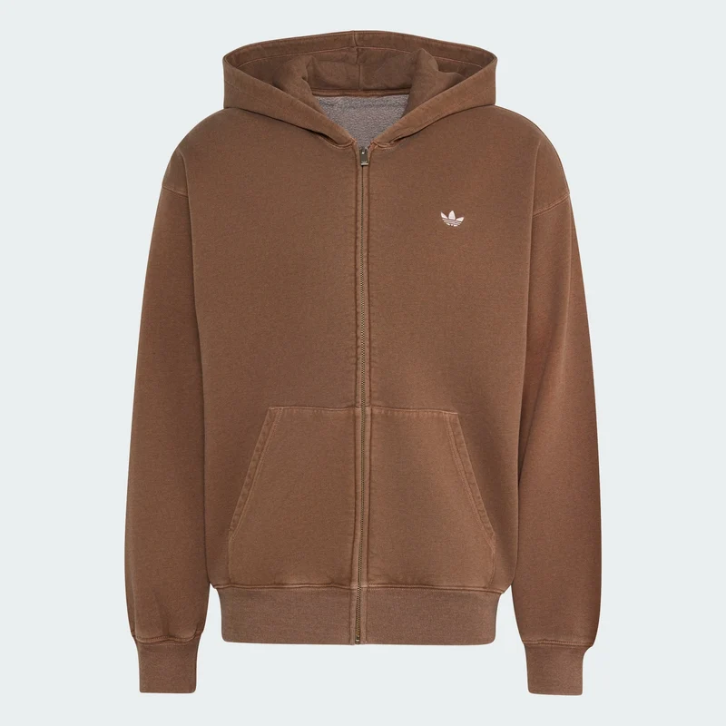 adidas Originals Men TREFOIL ESSENTIALS WASHED FULL ZIP LOOSE HOODIE