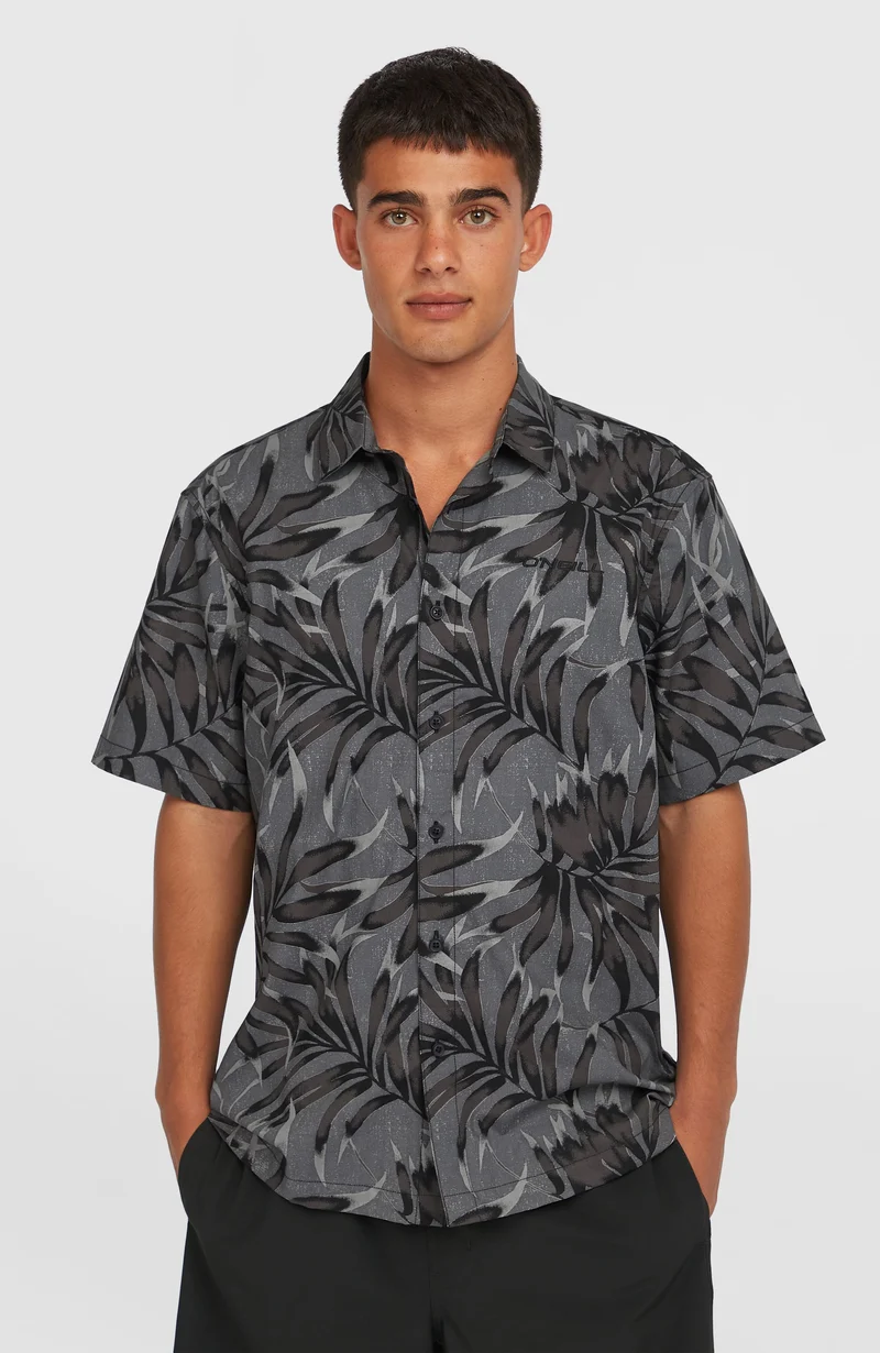 Print overhemd | Black Dipped Leaves