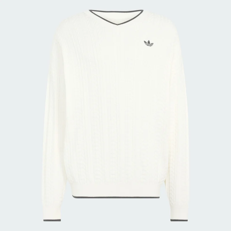 adidas Originals Men CABLE KNIT V-NECK SWEATER
