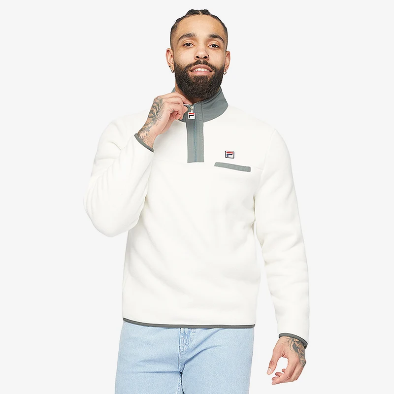 FILA Oliver 1/2 Zip Up Polar Fleece With Concealed Zip Pocket At Chest & Contrast Woven Overlay