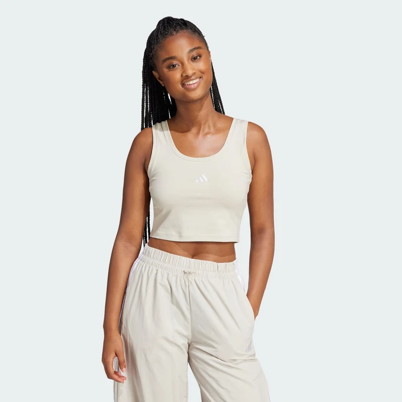 adidas Womens Essentials Small Logo Cotton Lifestyle Tank Top