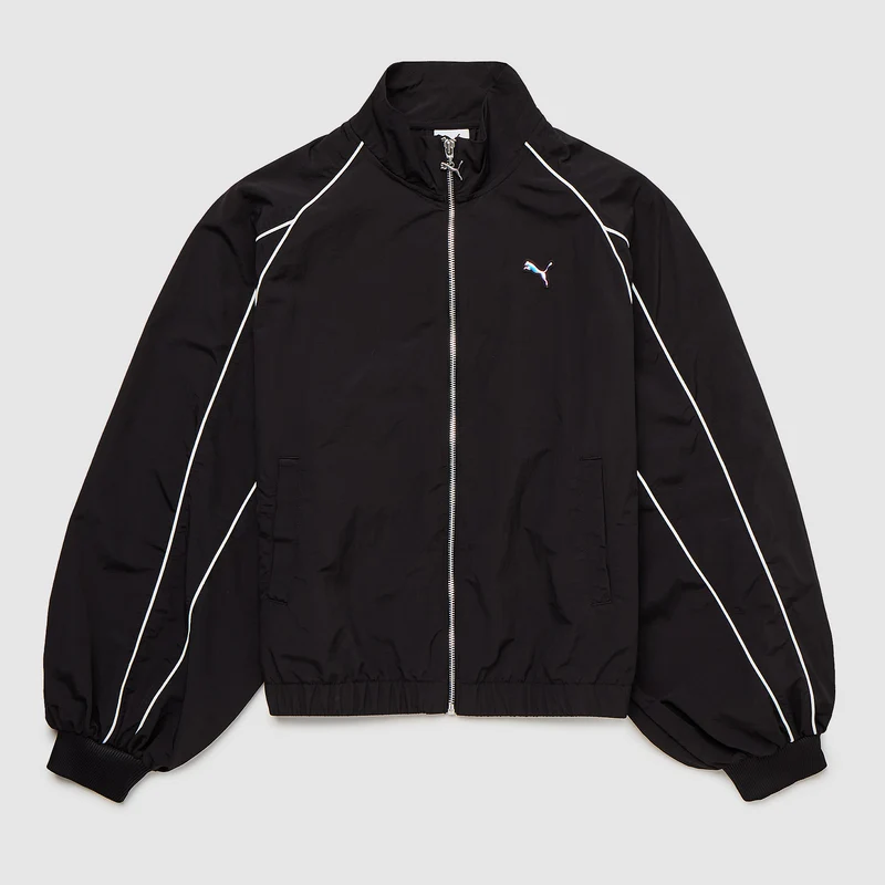 Puma Womens T7 Balloon Sleeve Piping Relaxed Woven Track Jacket