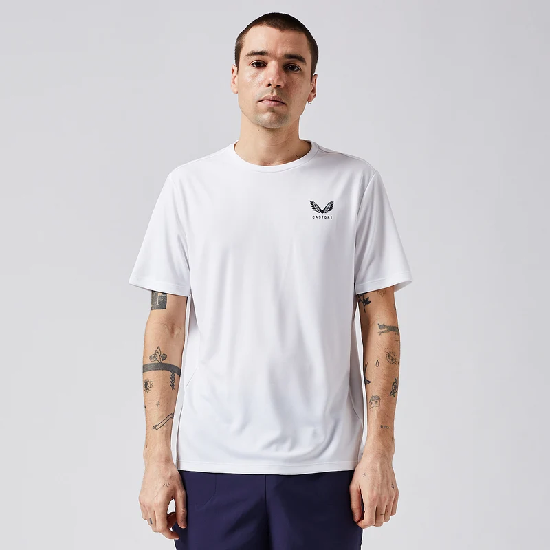 Castore Short Sleeve Tennis T-Shirt - White/Navy