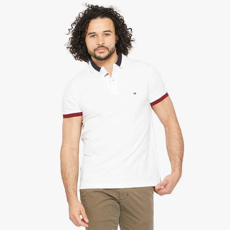 Tommy Hilfiger RWB Collar Cuff Block Slim Golf Polo Shirt