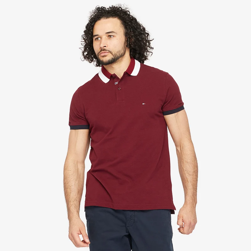 Tommy Hilfiger RWB Collar Cuff Block Slim Golf Polo Shirt