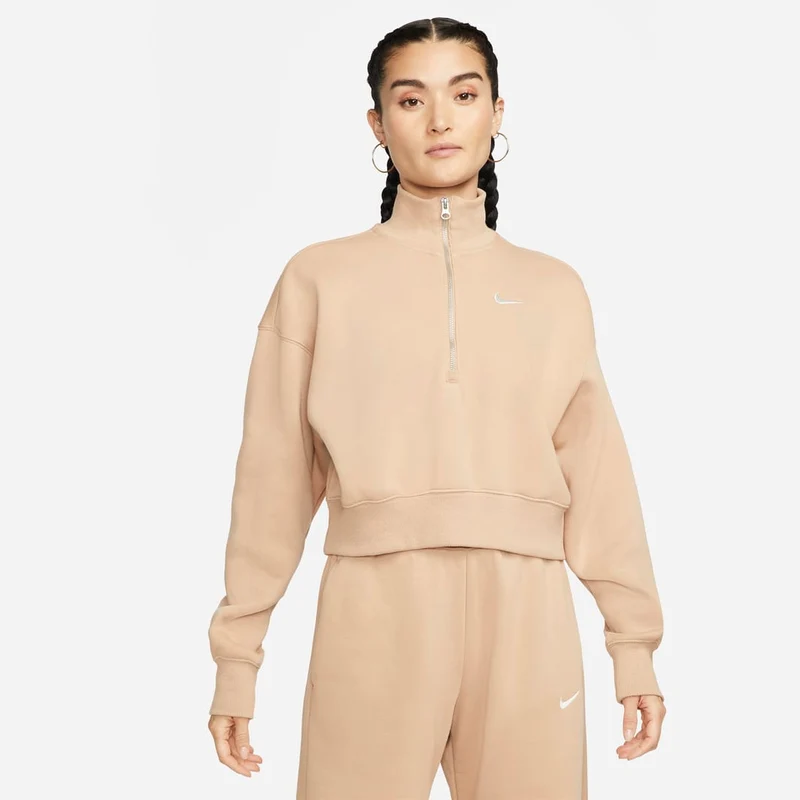Nike Sportswear Womens Phoenix Fleece Oversized 1/2-Zip Crop Sweatshirt